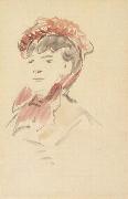 Edouard Manet Femme au chapeau rouge (mk40) oil painting on canvas